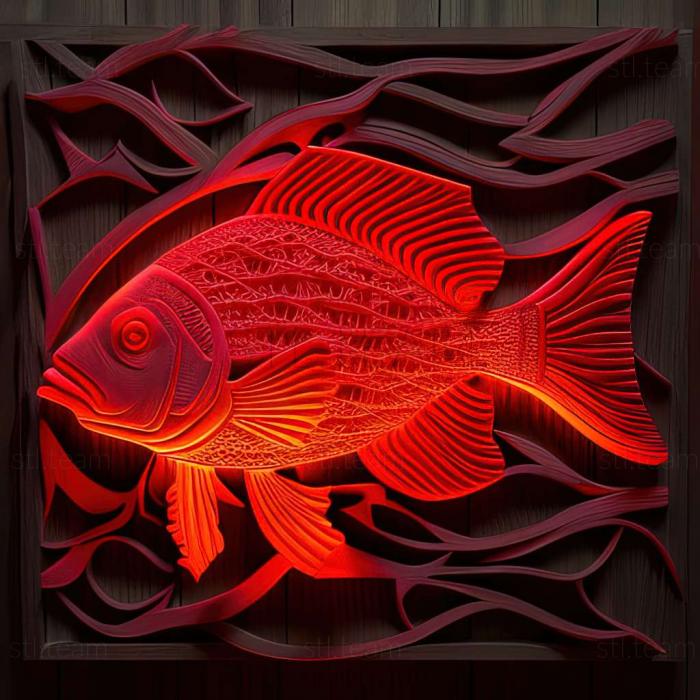Красная неоновая рыба